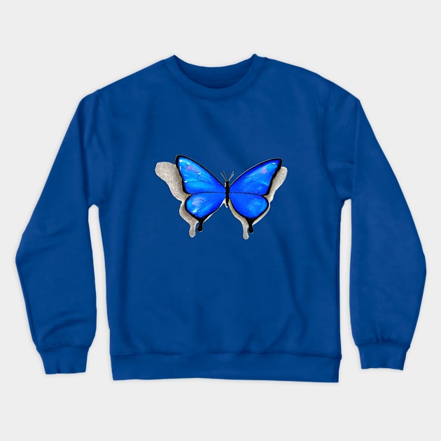 Blue Diamond Butterfly Crewneck Sweatshirt by Jorman Rodríguez 